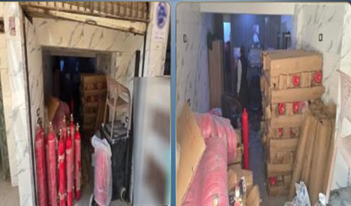 ضبط مصنع غير مرخص لإنتاج طفايات حريق مغشوشة في شبرا الخيمة